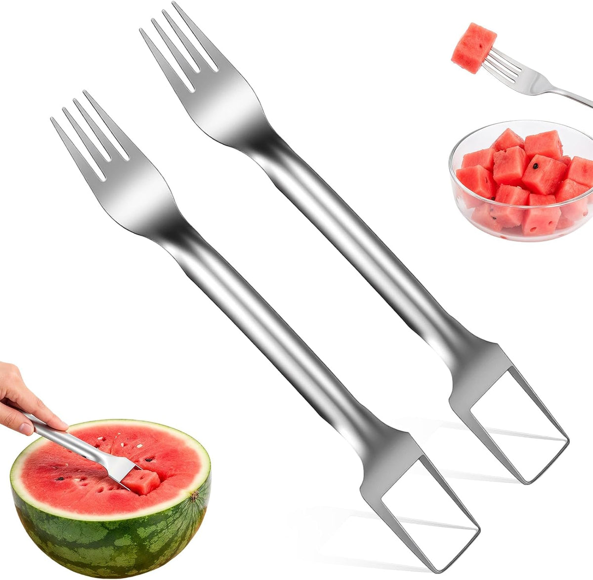 2pcs Watermelon Cutter Slicer Fruit Cutter Watermelon Fork Slicer