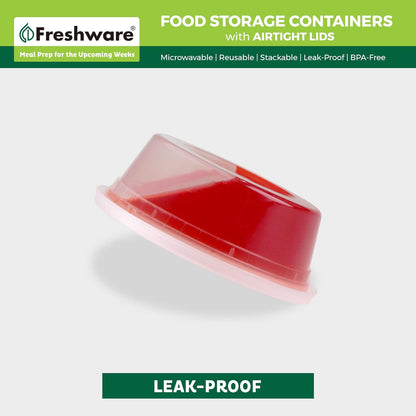 Freshware Food Storage Containers with Lids [60 Pack 8, 16, 32 oz, 20 sets each size] Plastic Deli Containers, Meal Prep Containers, Microwave and Freezer Safe, Stackable, Leakproof, BPA Free, Clear