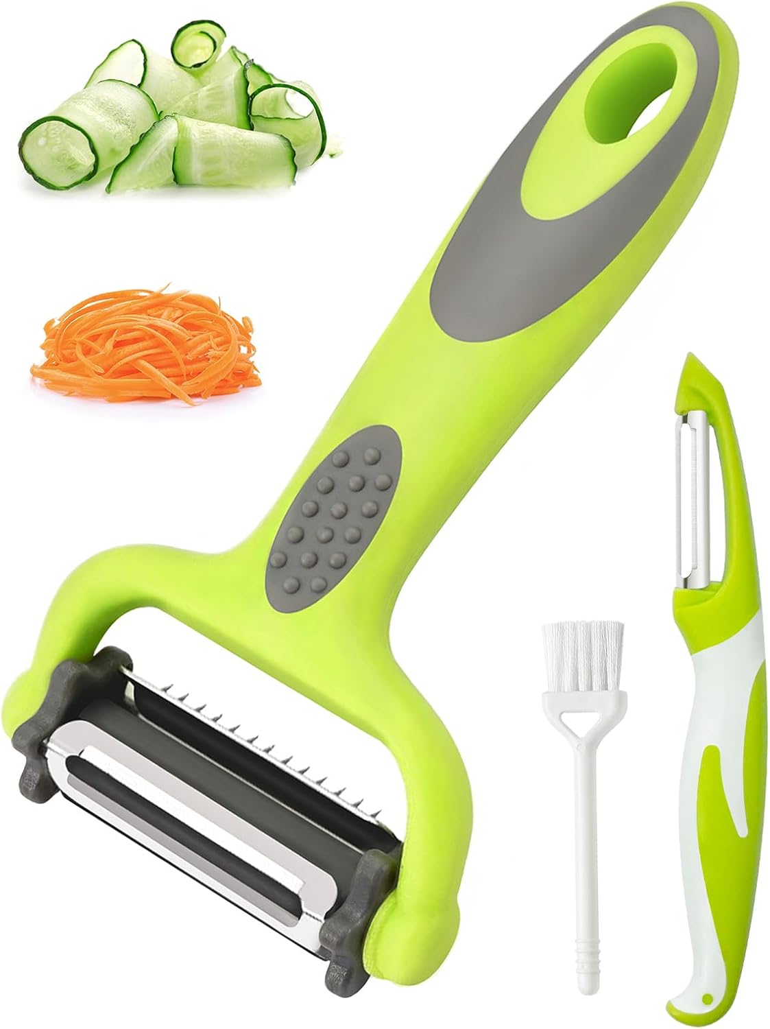 Kitchen Vegetable Peeler, Fruit Carrot Zucchini Cucumber Vegetable, Y Vegetable Peeler 3-in-1 Serrated Blade and Standard Blade Rotation Design, Non-Slip Grip