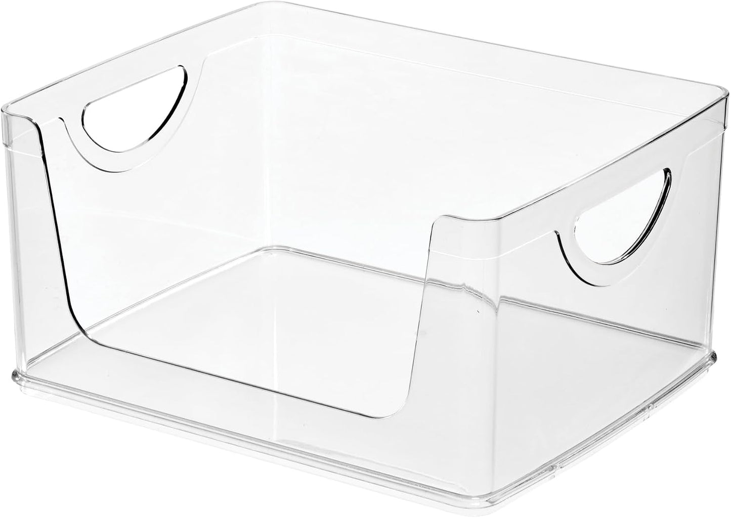 iDesign Stackable Open-Front Storage Bins with Handles for Kitchen and Pantry - Set of 4 - Clear