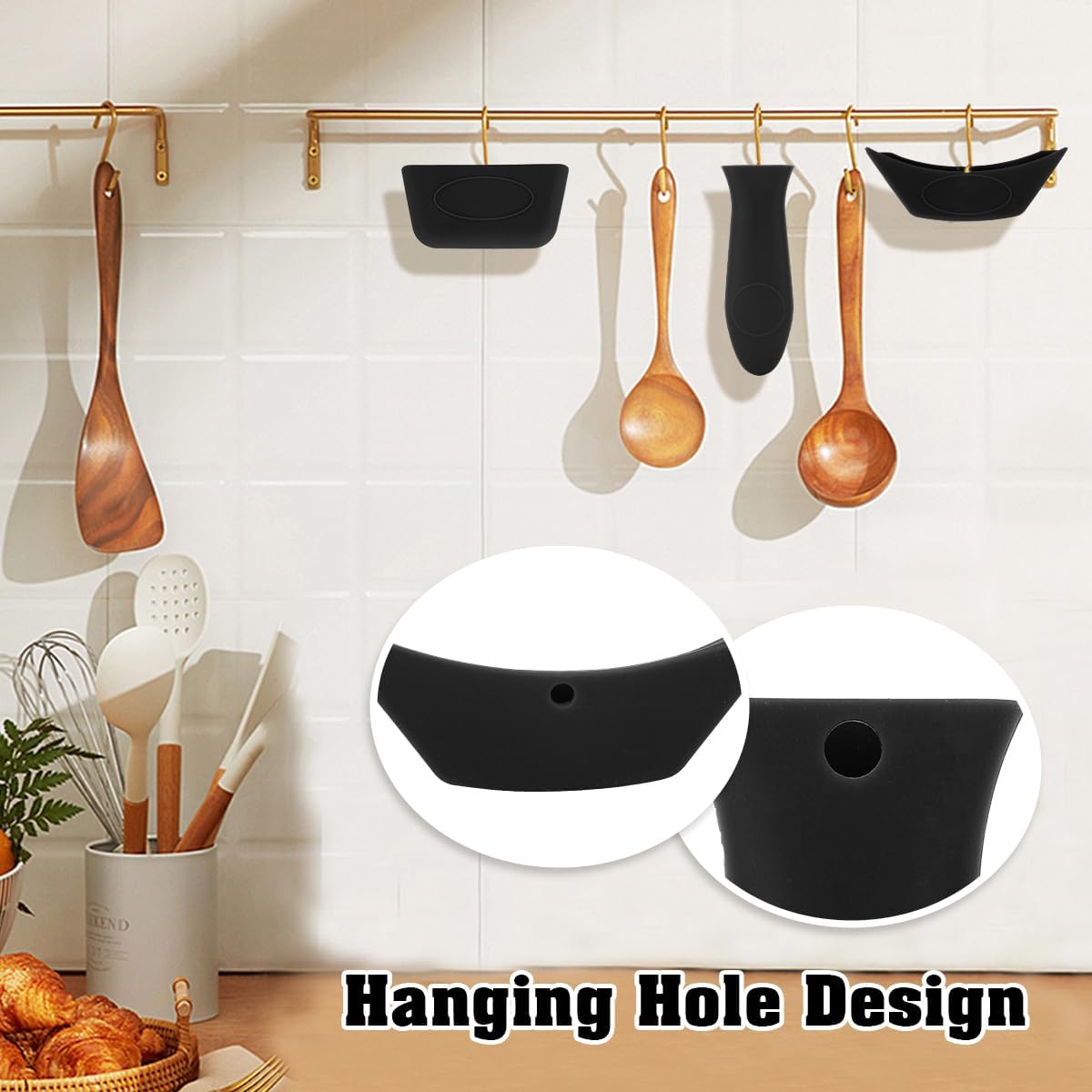 Cast Iron Handle Cover, 3 PCS Silicone Pot Holders Heat Resistant Cast Iron Skillet Handle Covers Silicone Hot Handle Holder for Frying Pans Skillet Cookware Griddles