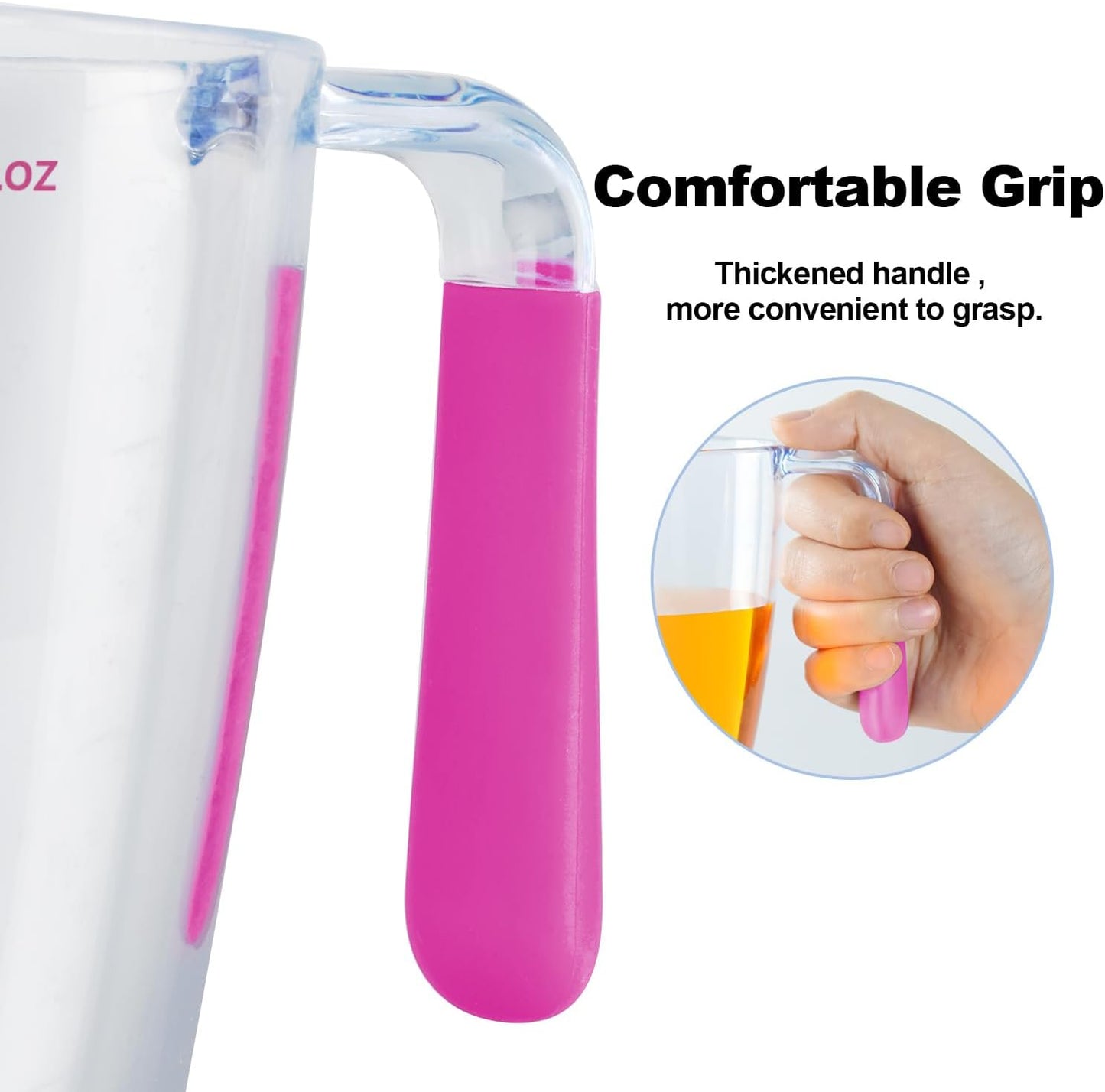 Liquid Measuring Cups with Spout 3 Pcs Stackable Plastic Liquid Measuring Cups with ML OZ Scale, BPA Free Clear Measuring Cup with Non-Drip Spout & Silicone Handle for Kitchen Cooking Baking