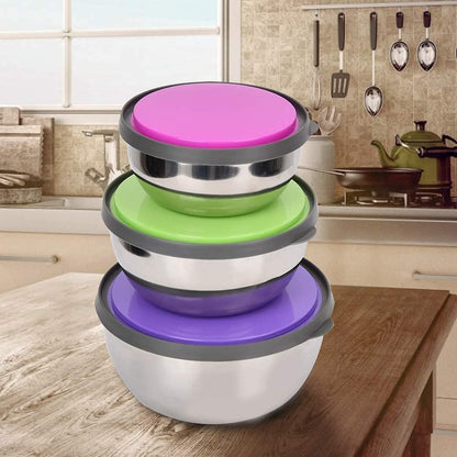 3PCS Mixing Bowls with Lids Set, Seal Bowl Food Storage Box Mixing Bowls Kitchen Tool for Food Prep Fridge Storage (3 Sizes)