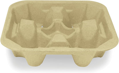 Karat Disposable Drink Carrier | 300 Pack | 4-Cup Molded Fiber Drink Carrier Tray (8-32 oz Cups) Sturdy, Easy to Carry for Business