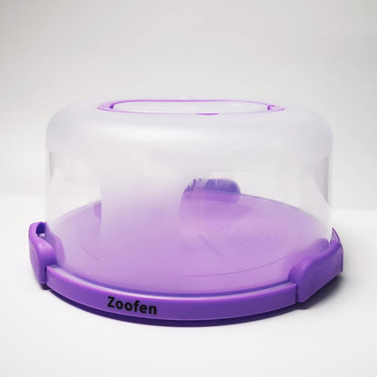 Zoofen Cake Carrier with Handle 10in Cake Stand Holder Round Container for 10in or Less Size(Purple)