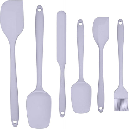 6 Pieces Silicone Spatula Set, Rubber Spatulas Silicone Heat Resistant Spatula Set for Kitchen Use, Food Grade Rubber Spatula with Ergonomic Grip, Cooking, BPA Free Dishwasher Safe(black)