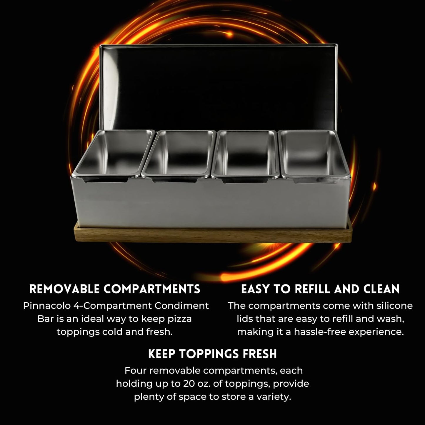 6 Slot Condiment Carrier, Stainless Steel Holders, Silicone Lids, and Gel Packs - Portable and Versatile for Outdoor BBQs and Parties