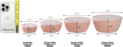 4-Piece Classic Plastic Prep Bowls with Lids, Nesting Plastic Small Mixing Bowl Set for Mixing, Baking, Prepping, Cooking and Serving Food, Microwave and Dishwasher Safe (Yellow)
