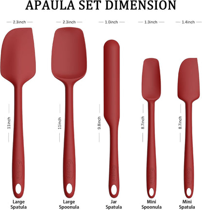 Coukre Silicone Spatula Set of 5,High Temperature Resistant, Food Grade Silicone, Dishwasher Safe, for Baking, Cooking (Pure Colorful A)
