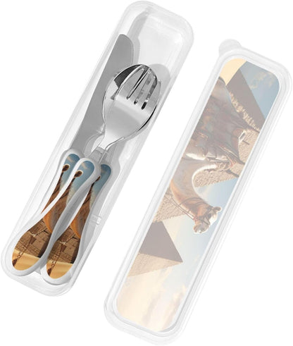 3-Piece Kids Silverware Set With Storage Case, Stainless Steel Reusable Children Safe Knife Spoon Fork Set Cartoon Cute Penguin Children Flatware Set For Kids Lunch Box