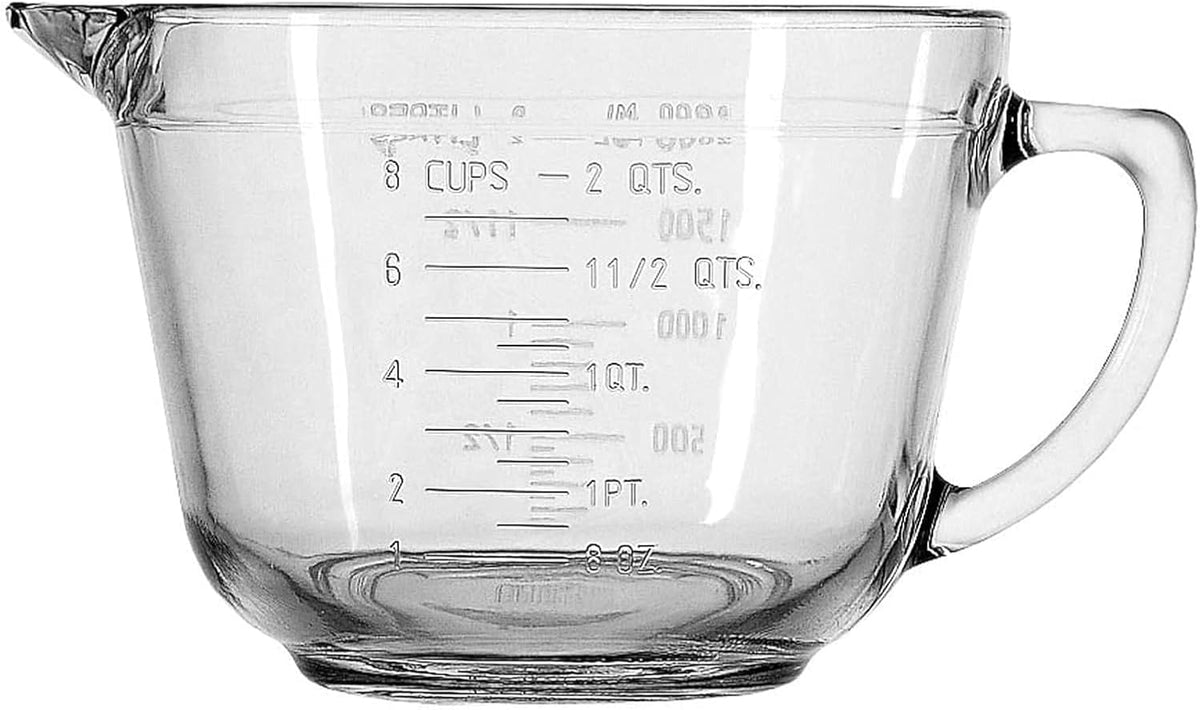 Anchor Hocking Batter Bowl, 2 Quart Glass Mixing Bowl with Red Lid