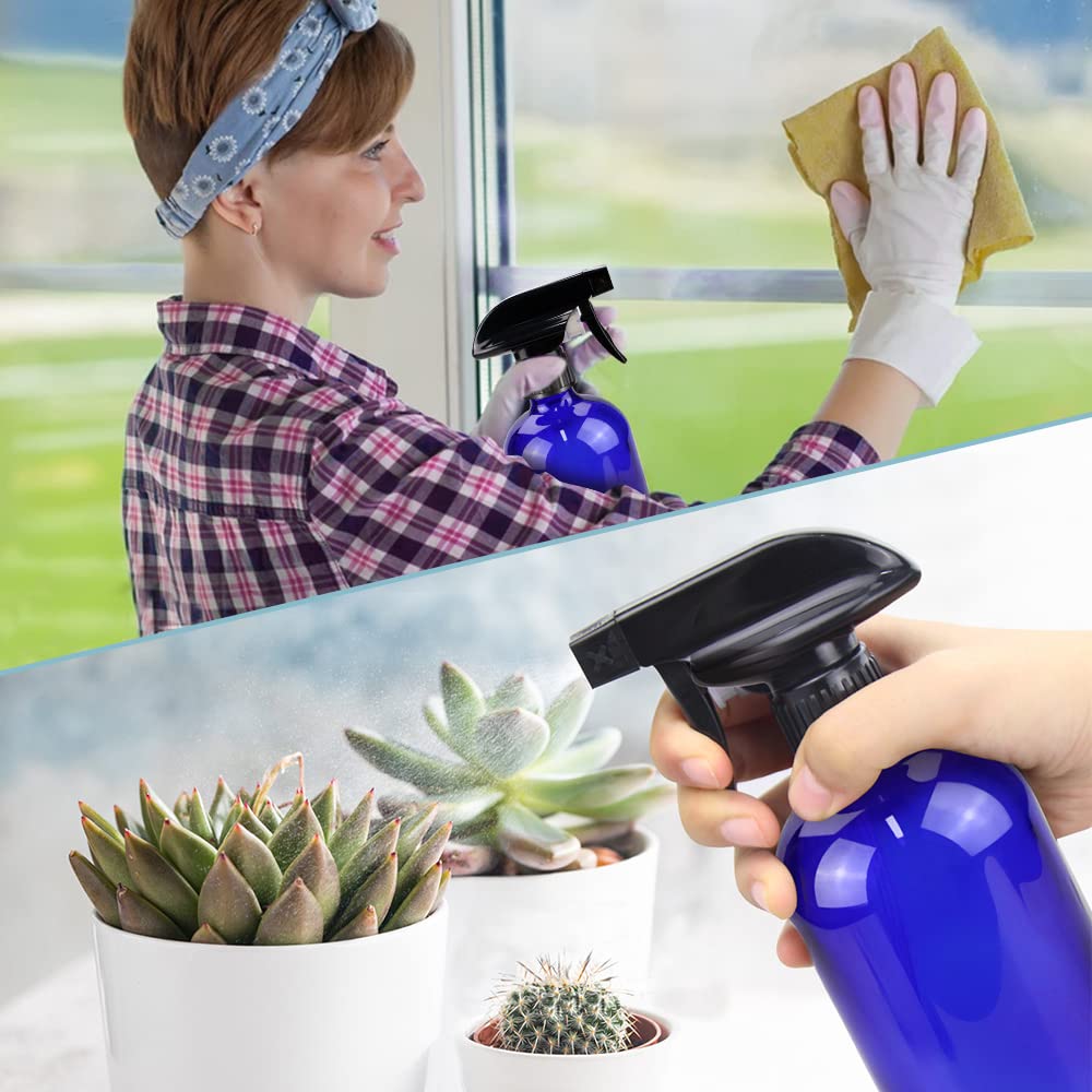 Bontip Glass Spray Bottle 16 oz for Cleaning, Plants (2 Pack, Amber)