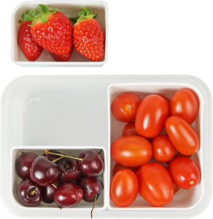 carrotez Food Storage Containers with 3 Removable Compartments, Food Prep Container with Airtight Lids, Portion Control Container, Microwave Safe, Reusable, 4.64 Cup (1100ml)