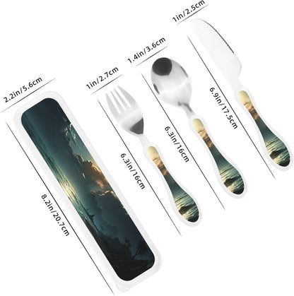 3-Piece Kids Silverware Set With Storage Case, Stainless Steel Reusable Children Safe Knife Spoon Fork Set Samurai Children Flatware Set For Kids Lunch Box