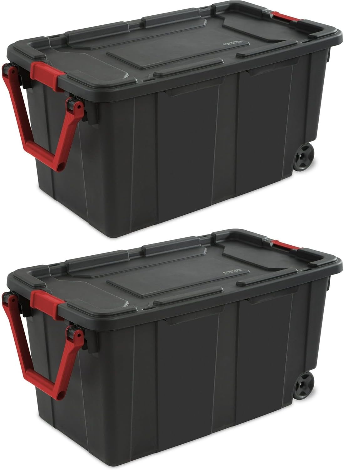 Extra Large Storage Bin, 40 Gallon Wheeled Plastic Storage Container with Handle, Green, Pack of 2 (GREEN)