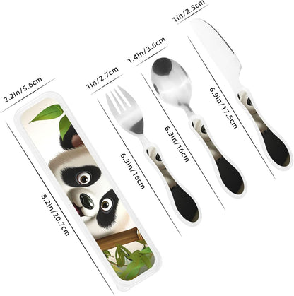 3-Piece Kids Silverware Set With Storage Case, Stainless Steel Reusable Children Safe Knife Spoon Fork Set Colorful Abstract Dragonfly Children Flatware Set For Kids Lunch Box