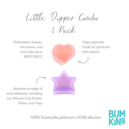 Bumkins Baby Silicone Little Dippers, Attaches to Bowls, Dishes and Plates, Sauce Cup, Holds Condiments, Dip, Puree, Toppings, Baby Led Weaning, Essential Feeding Supplies, Babies 6 Months Up, Pink