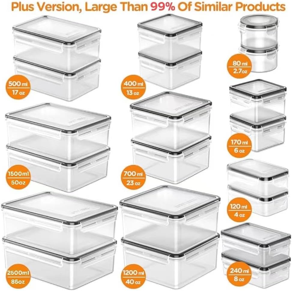 AISOON 40 Pcs 85oz Food Storage Containers with Lids, Airtight BPA-Free Leakproof Reusable Kitchen Containers, Freezer Safe Meal Prep & Pantry Organizer Set, Microwave & Dishwasher Safe