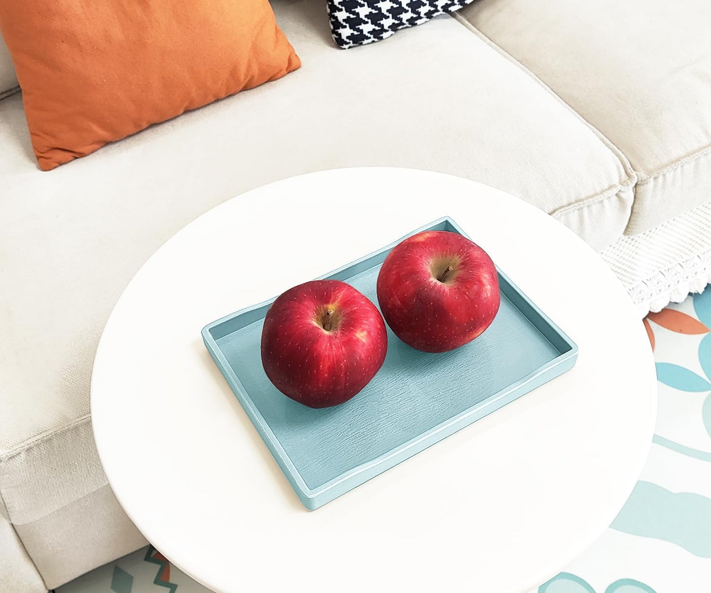 White Serving Tray (13.5 x 9.6 inch) for Serving Accessory, Elegant & Stackable Plastic Tray for Spa, Coffee, Drinks, Tea, Bar, Party, Seasoning, Perfume and Display Use.