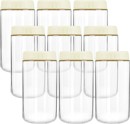 Overnight Oats Containers with Lids, 10oz Wide Mouth Mason Jars with Lids, 9 Pack Glass Jars with Airtight lid for Chia Pudding Yogurt Salad, Meal Prer Oatmeal Jars, Pink