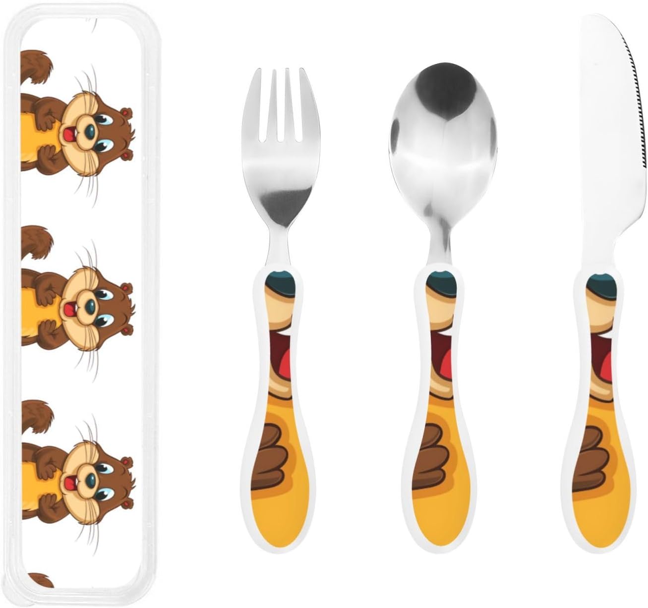 3-Piece Kids Silverware Set With Storage Case, Stainless Steel Reusable Children Safe Knife Spoon Fork Set Black White Stripes Red Rose Flowers Children Flatware Set For Kids Lunch Box