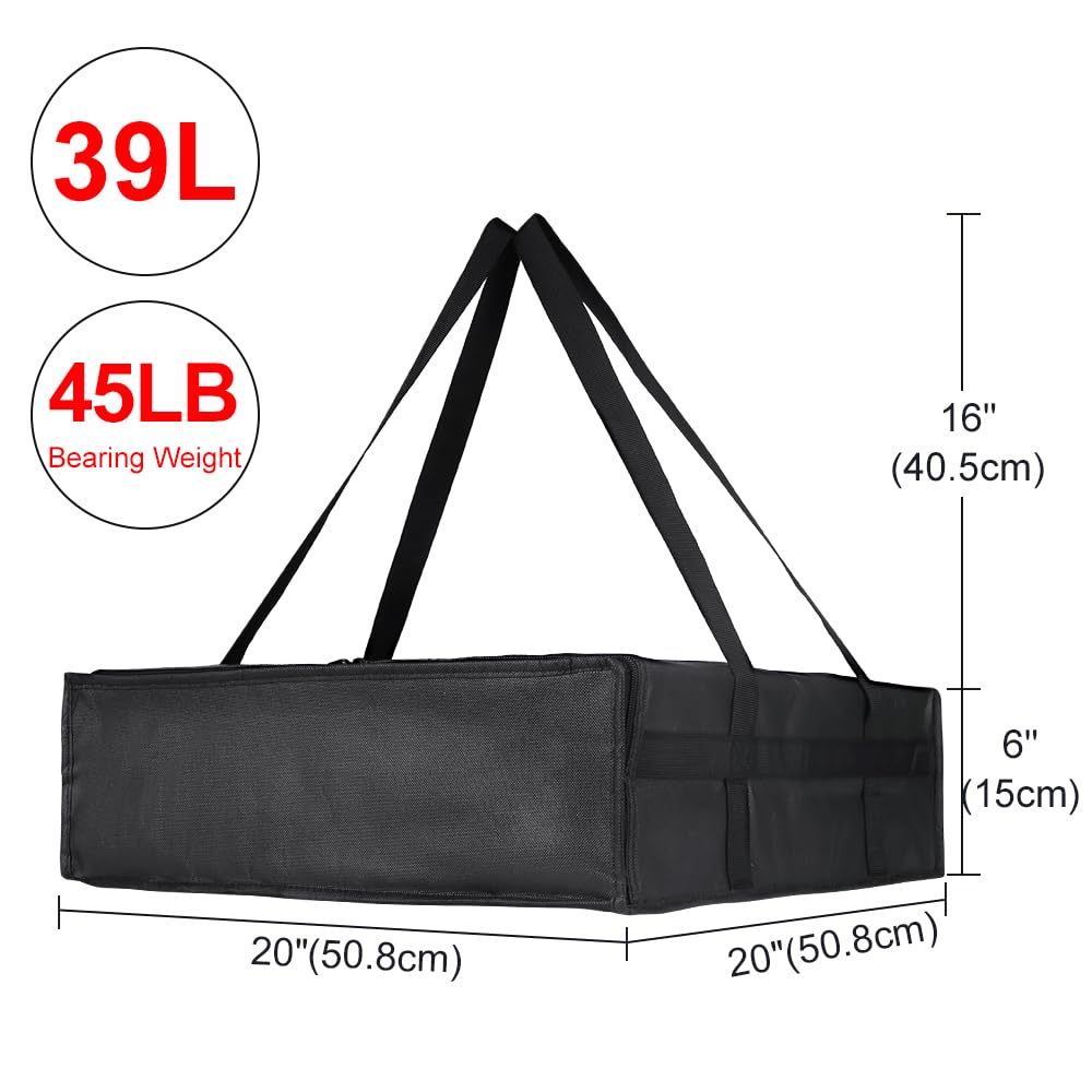 Insulated Food Delivery Bag, XXXL Insulated Reusable Grocery Cooler/Hot Bags, Tote Bag for Shopping/Travel/Doordash, Catering Bag Doordash 22x14x13, Black, 1-Pack