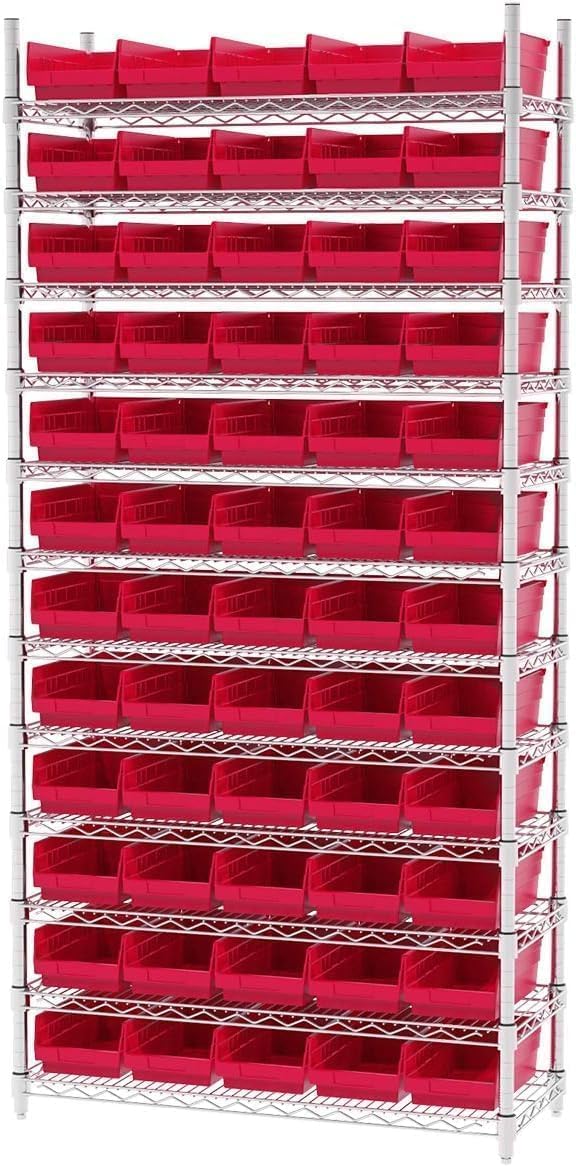Akro-Mils 30130 Plastic Shelf Bins, Heavy Duty Storage Bins for Garage, Closet, and Drawer Organization, 12" x 6-1/2" x 4", Blue, 12-Pack | Closet, and Drawer Organization, 12" x 6-1/2" x 4", Blue, 12-Pack