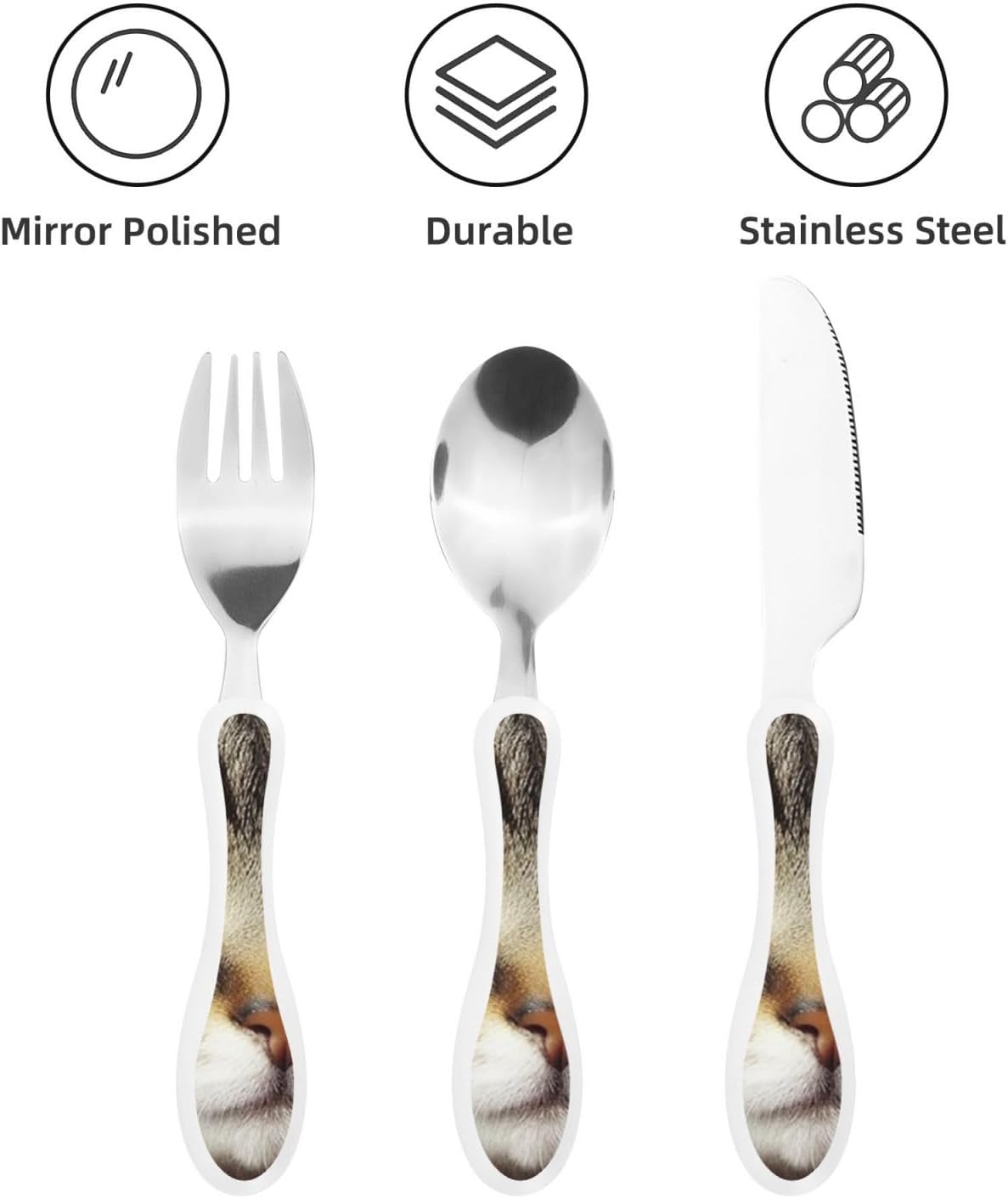 3-Piece Kids Silverware Set With Storage Case, Stainless Steel Reusable Children Safe Knife Spoon Fork Set Blue Active Girl Running Sunset Children Flatware Set For Kids Lunch Box - Colors B