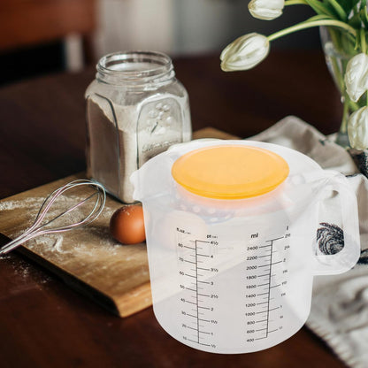 Cabilock 2.5L Measuring Mixing Bowl with Lid and Handle Plastic Kitchen Cup for Baking Cooking and Food Storage