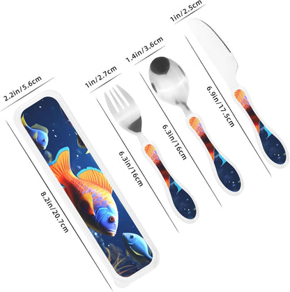 3-Piece Kids Silverware Set With Storage Case, Stainless Steel Reusable Children Safe Knife Spoon Fork Set Alpaca Cactus Children Flatware Set For Kids Lunch Box
