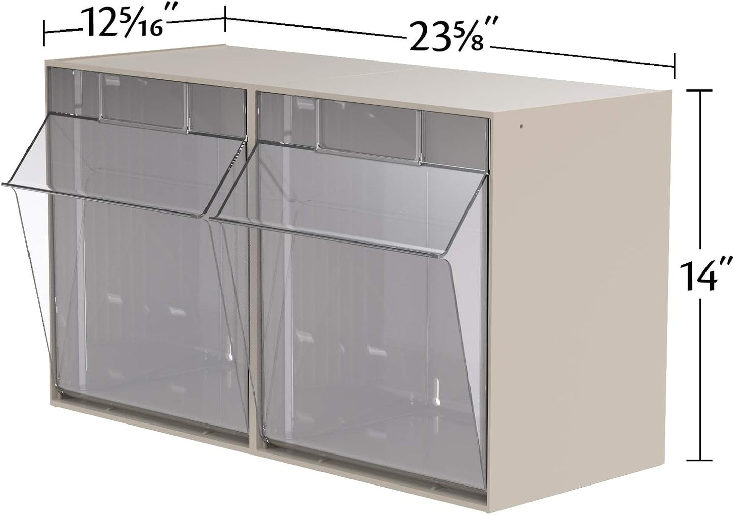 Akro-Mils TiltView Plastic Storage Cabinet with 6 Tilt Out Bins, Horizontal Organizer, Teacher Toolbox, and Office Supply Organizer, 23-5/8" W x 3-1/2" H x 3-3/4" D, Stone