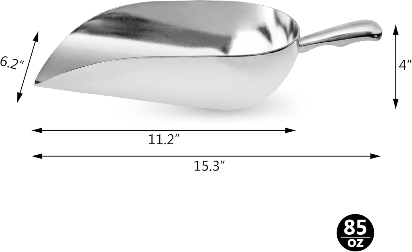 New Star Foodservice 34509 One-Piece Cast Aluminum Round Bottom Bar Ice Flour Utility Scoop, 5-Ounce, Silver (Hand Wash Only)