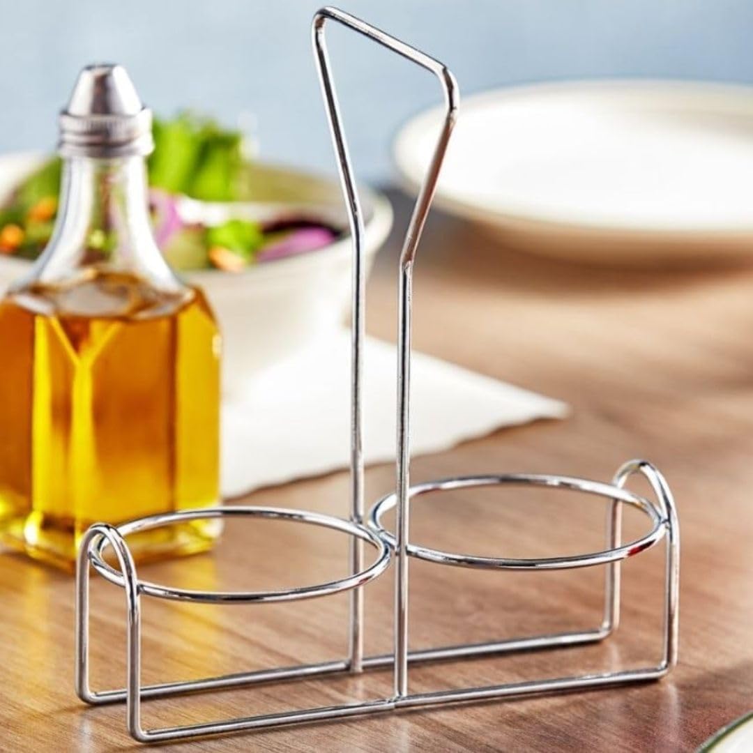 Soro Essentials- 2 Holes Metal Condiment Jar Holder with 3" Diameter Hole Size Set of 6- Condiment Rack Holder Table Caddy Tabletop Seasoning Spice Organizer for Home and Restaurant