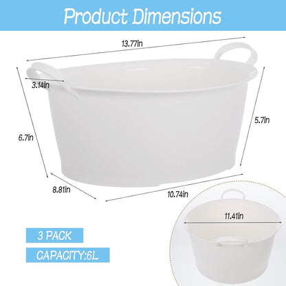 3 Pcs Ice Buckets for Parties Oval Beverage Tub Large Plastic Drink Portable Wine Ice Bucket Beverage Tub Party Tub for Ice Beer Drink Cooler Bucket for Bar Champagne Beer Sparkling Wine Cocktails