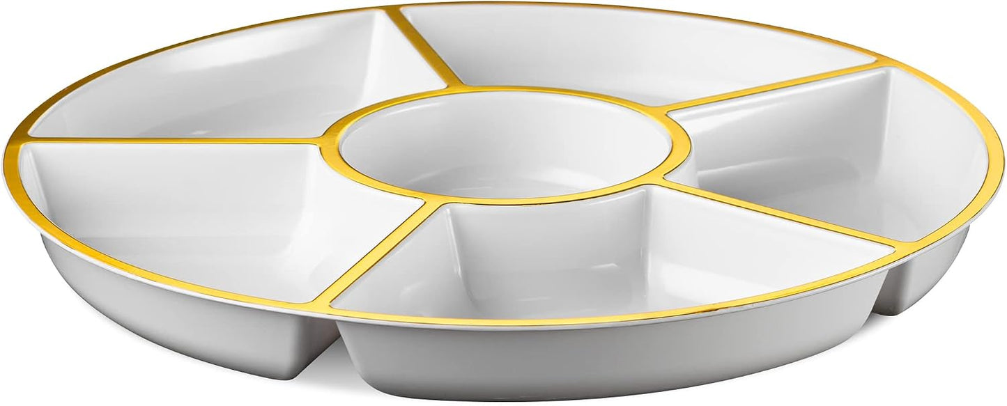 Plasticpro 6 Sectional Round Plastic Serving Tray/Platter (4, Clear)