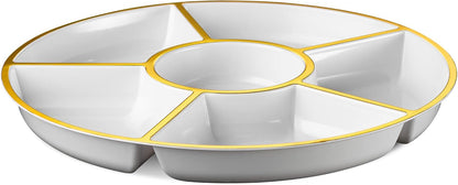 Plasticpro 6 Sectional Round Plastic Serving Tray/Platter (4, Clear)