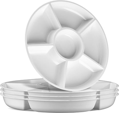 Plasticpro 6 Sectional Round Plastic Serving Tray/Platter (4, Clear)