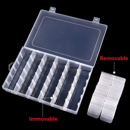 Gospire 15 Large Grids Clear Plastic Jewelry Box Organizer Storage Container with Removable Dividers (15 Grids - Clear)