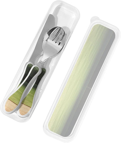 3-Piece Kids Silverware Set With Storage Case, Stainless Steel Reusable Children Safe Knife Spoon Fork Set Beach House Children Flatware Set For Kids Lunch Box