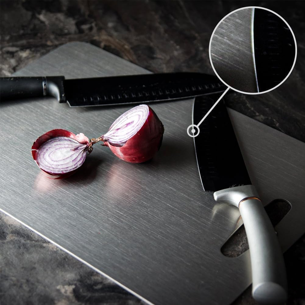 Stainless Steel Cutting Board Set of 3,Non Toxic Cutting Boards for Kitchen | Metal Cutting Board Dishwasher Safe and Hygienic Heavy Duty Chopping Board for Meat Vegetable Fruit(15"x 11",13"x 9",10"x 6")