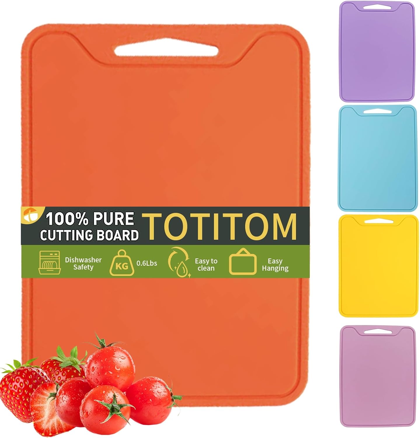 Silicone Cutting Board for Kitchen, 11.8''x 8.6'' Flexible Cutting Boards, BPA Free Non Slip Cutting Mat for Meat, Vegetables and Fruit with Easy Grip Handle, Dishwasher Safe (Deep purple)