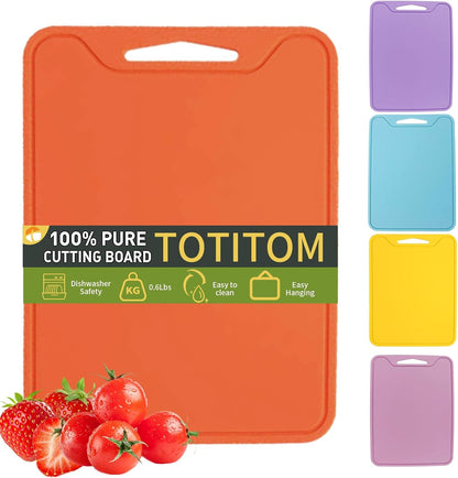 Silicone Cutting Board for Kitchen, 11.8''x 8.6'' Flexible Cutting Boards, BPA Free Non Slip Cutting Mat for Meat, Vegetables and Fruit with Easy Grip Handle, Dishwasher Safe (Deep purple)