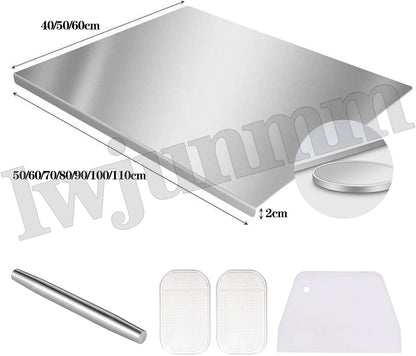 Large Cutting Board 304 Stainless Steel Cutting Board Metal Baking Mat Non Stick Thick 2.0 mm Board Cutting Fruit Vegetable Meat Kneading Rolling Bread Pizza,60x120cm/23.6"Lx47.2"W