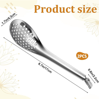 Jeffdad 2Pcs Spherification Spoon, Stainless Steel Small Slotted Spoons