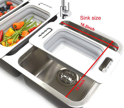 SAMMART Over The Sink Rectangular Colander (Grey)