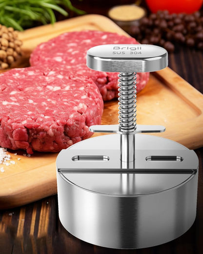 Brigii 304 Stainless Steel Burger Press, 4.5" Hamburger Press Patty Maker