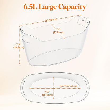 Lifewit 11.5L Ice Bucket for Parties 2 Pcs, Large Portable Drink Bucket for Cocktail Bar, Champagne Cooler for Beverage/Wine/Beer, Mimosa Bar Supplies Chiller Tub with Scoop 38 x18x20 cm/15x7x8 inches