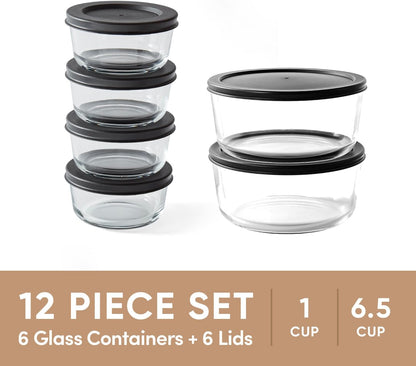 6-Piece Glass Food Storage Containers Set (3 Containers + 3 BPA-Free Lids) | 2-Cup, Leakproof | Microwave, Freezer, Oven & Dishwasher Safe | Ideal for Meal Prep & Pantry Organization, Pistachio