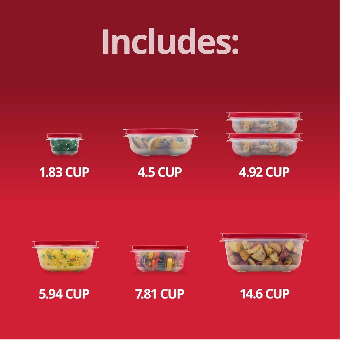 Rubbermaid EasyStore Large Containers, 18-Piece Set, Food Storage Containers with Lids