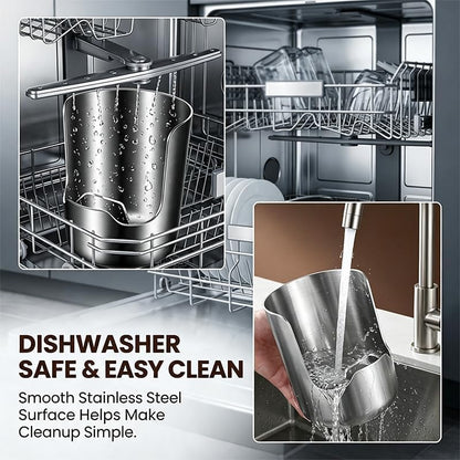 Spoon Rest with Pot Lid Holder, Stainless Steel Vertical Rack
